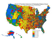 Percentage of population claimed by religious groups